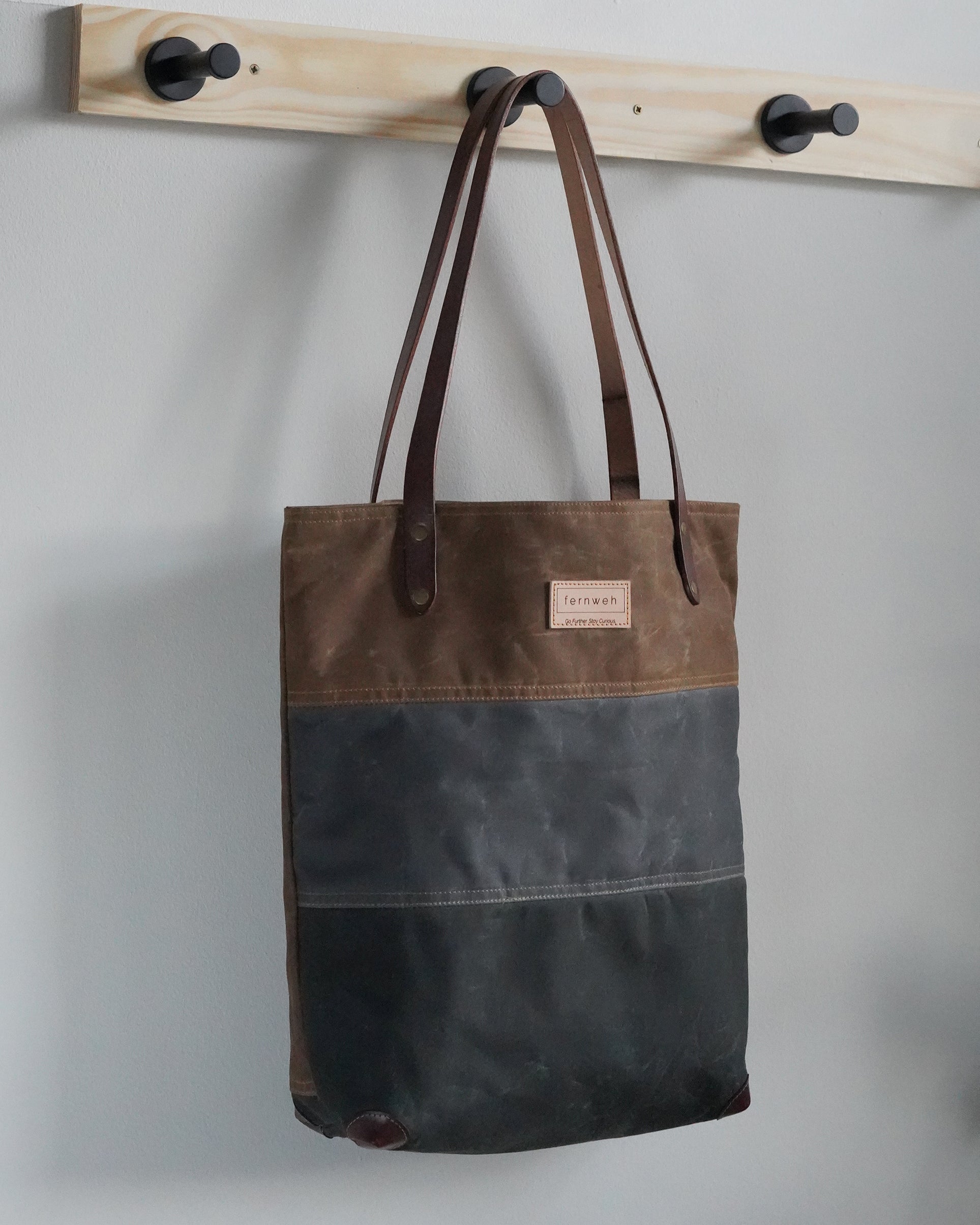 MORVEN Waxed Cotton Tote Bag - Bark/Scree/Forest