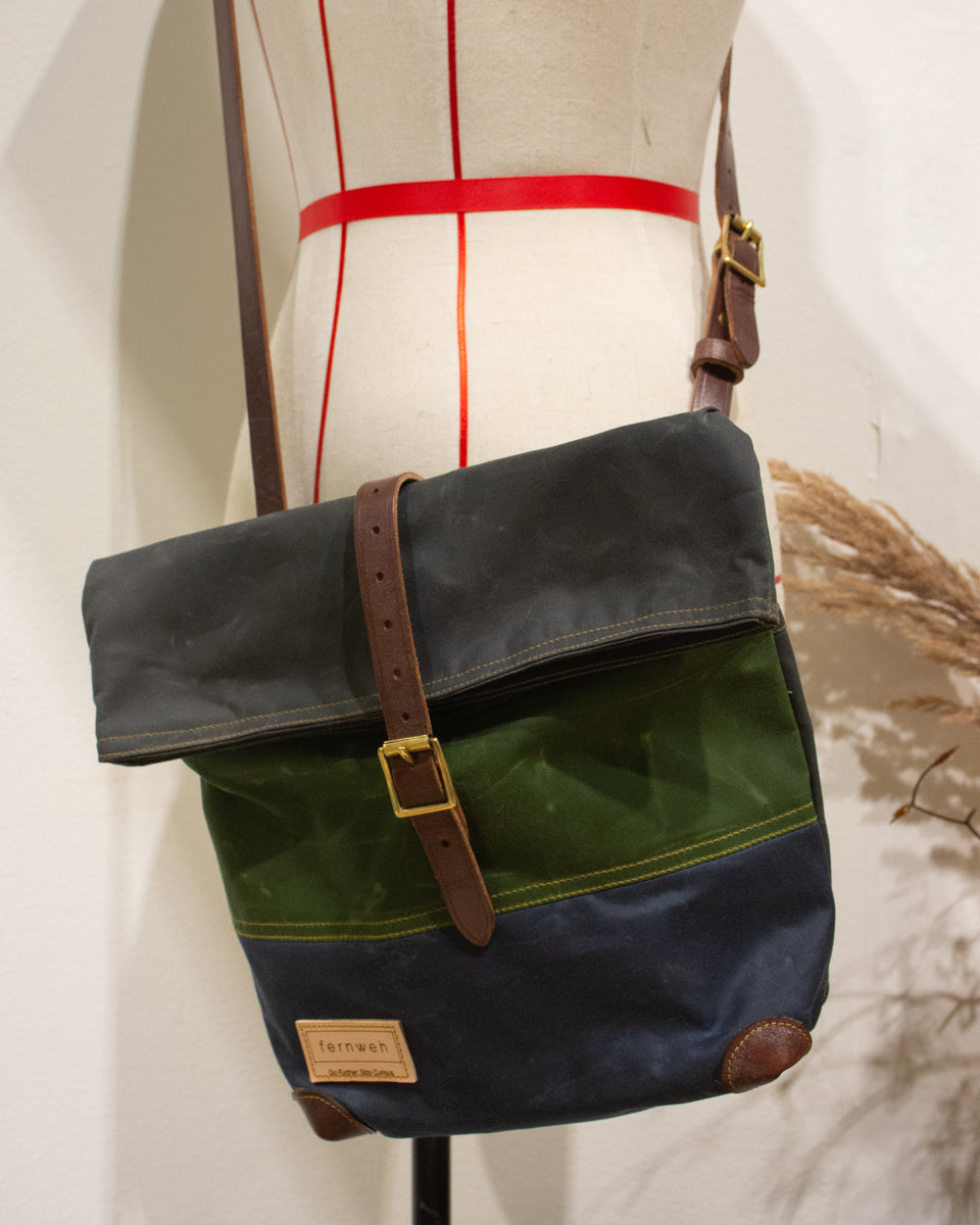 CAIRN Mini Rolltop Crossbody Waxed Cotton Bag Double Panel. Fernweh UK