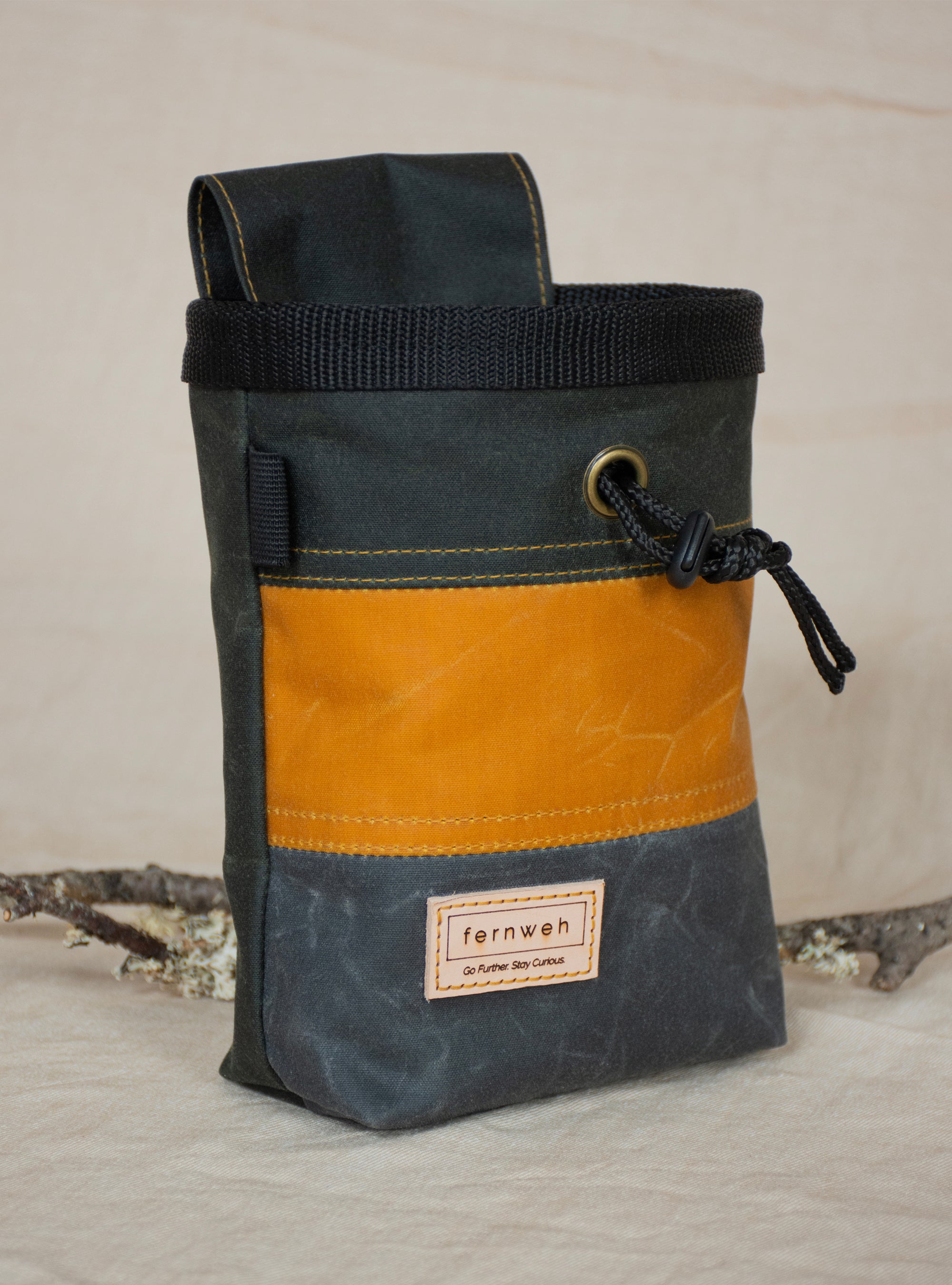 Waxed Cotton Chalk Bag - Forest/Sand/Scree