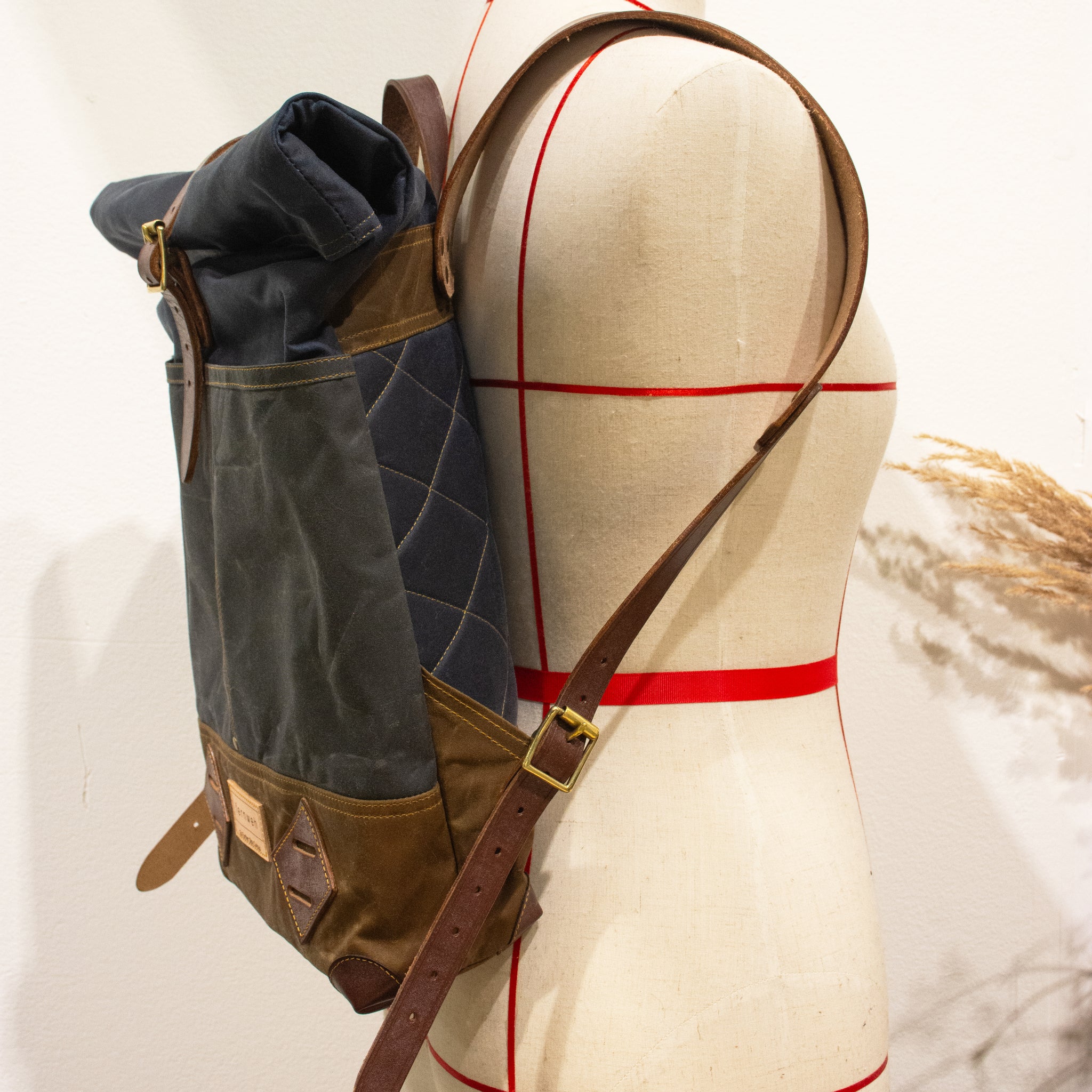 buy canvas leather backpack uk MUICK Waxed Canvas & Leather Rolltop Backpack