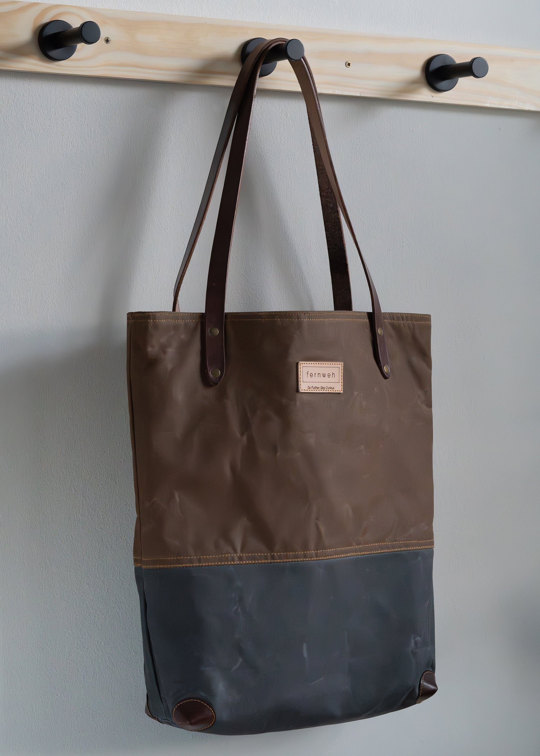 MORVEN Waxed Cotton Tote Bag - Bark/Scree