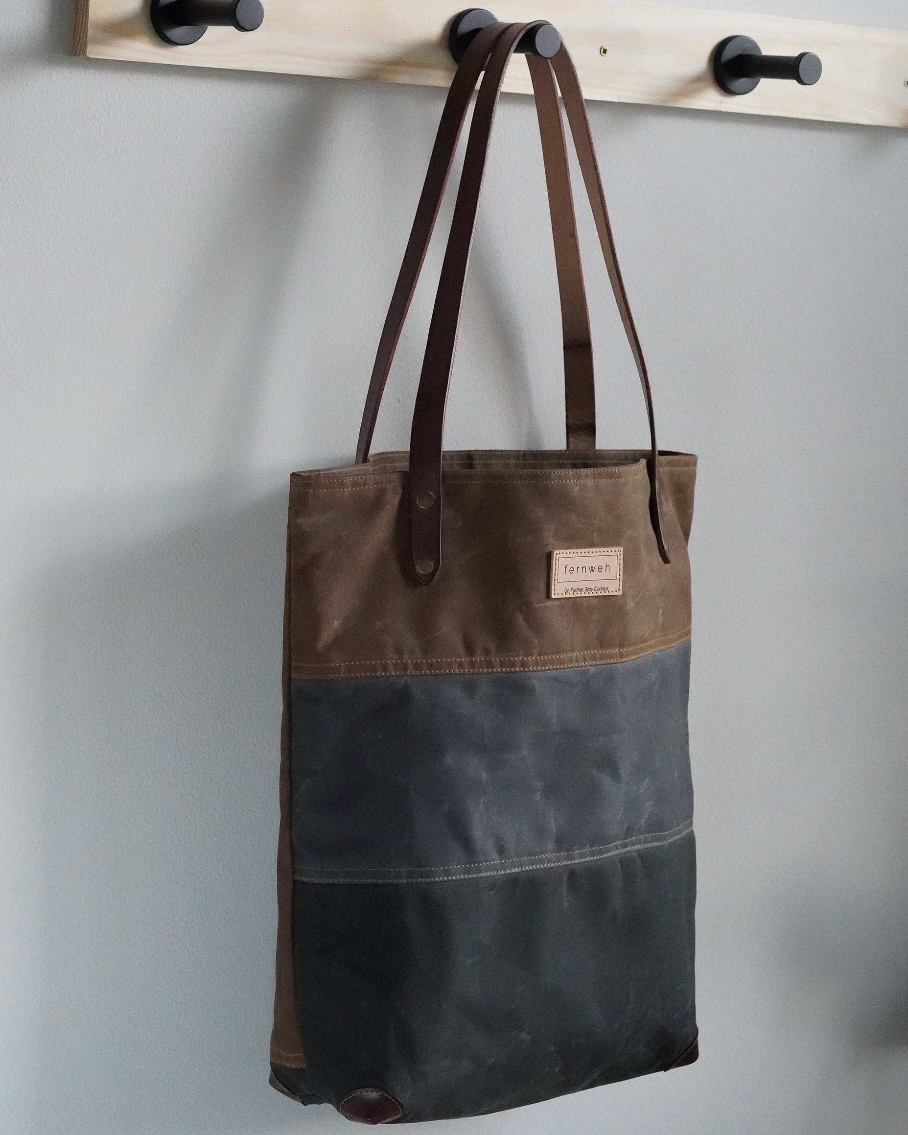 MORVEN Waxed Cotton Tote Bag - Bark/Scree/Forest