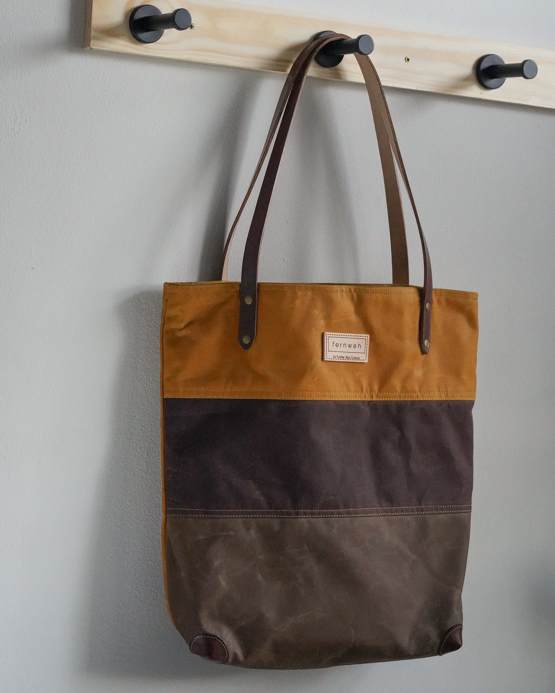 MORVEN Waxed Cotton Tote Bag - Sand/Bracken/Bark