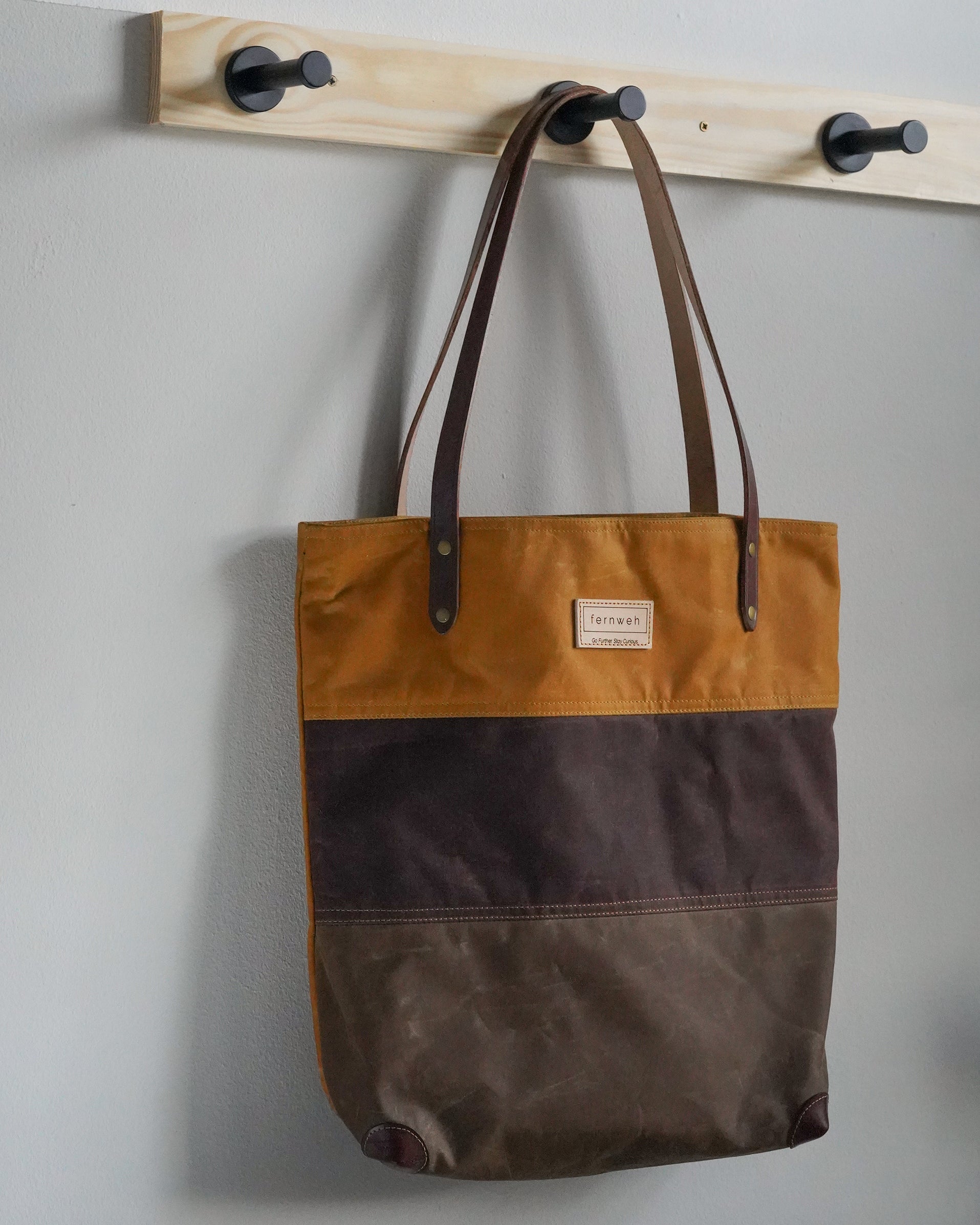 MORVEN Waxed Cotton Tote Bag - Sand/Bracken/Bark