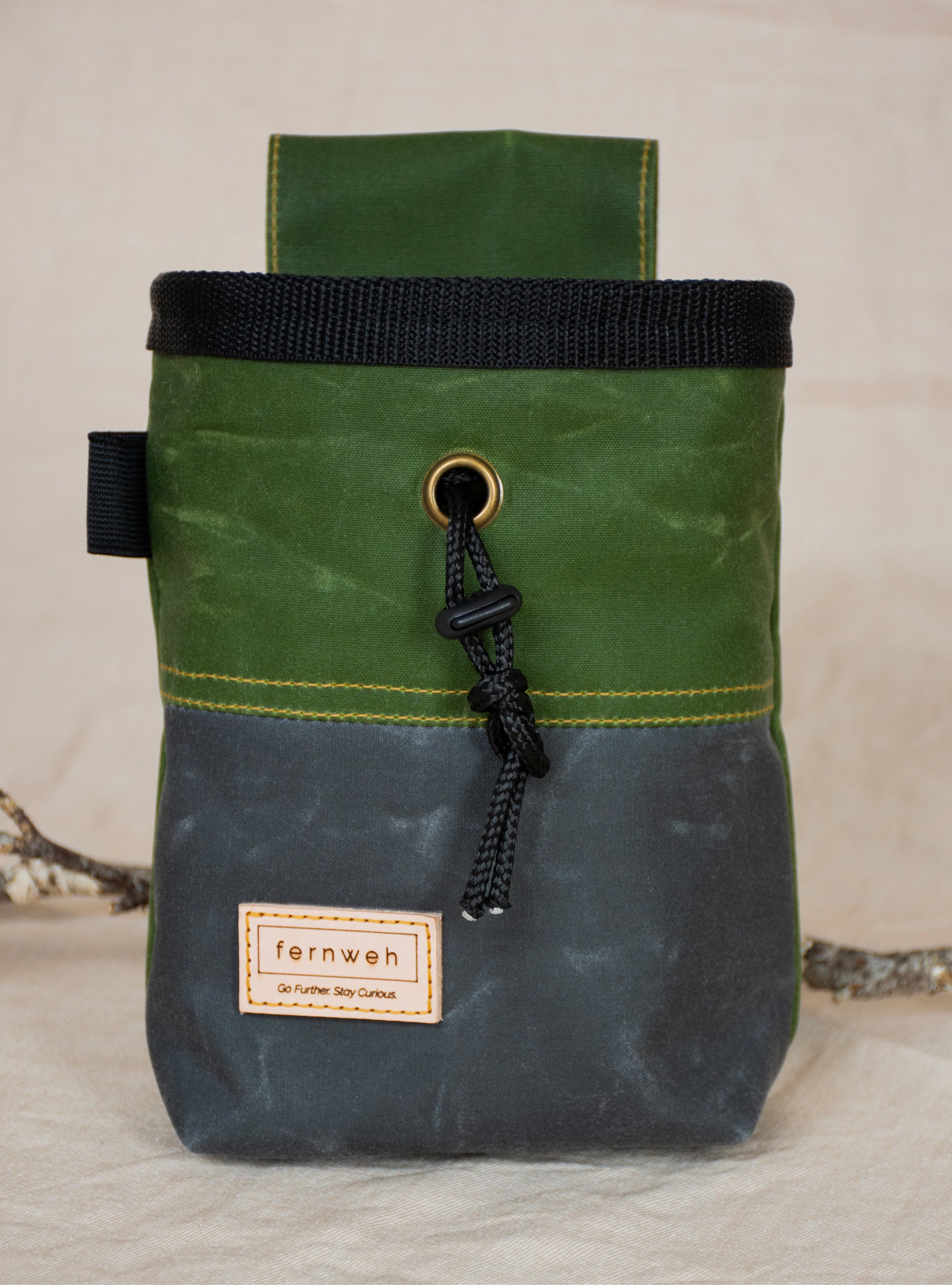 Waxed Canvas Chalk Bag - Moss/Scree