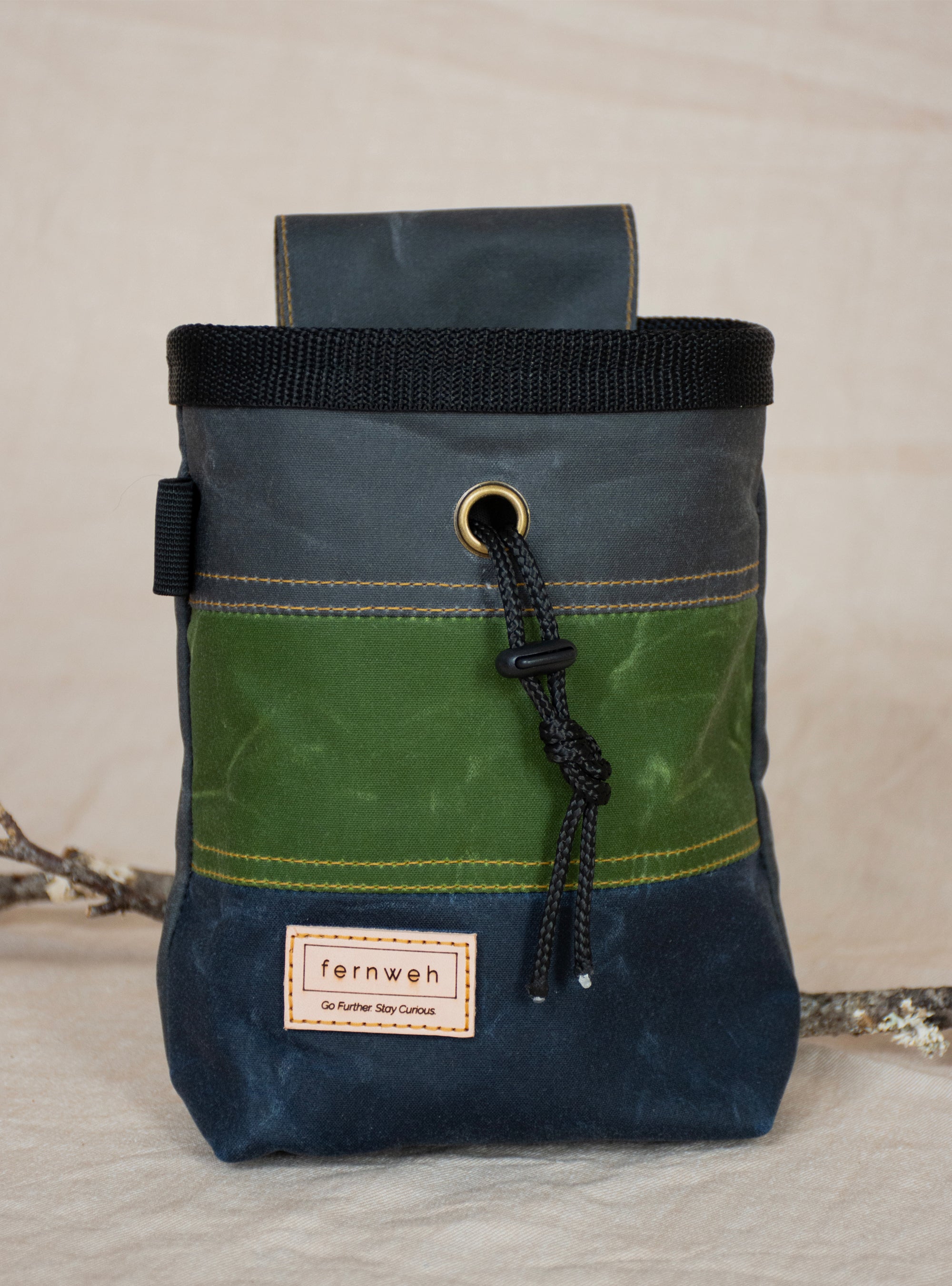 Waxed Cotton Chalk Bag - Scree/Moss/Storm