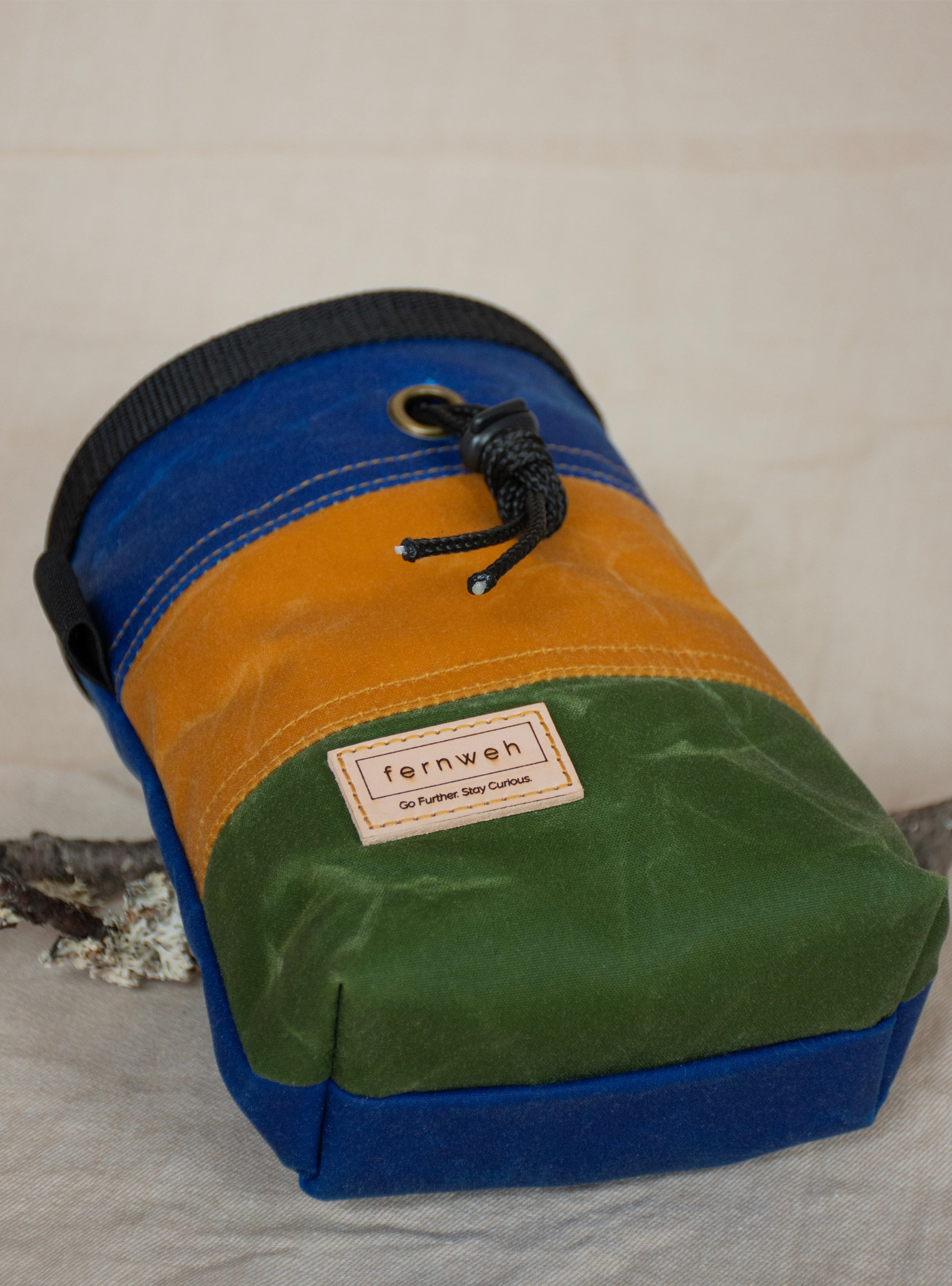 Waxed Canvas Chalk Bag - Blue/Sand/Moss