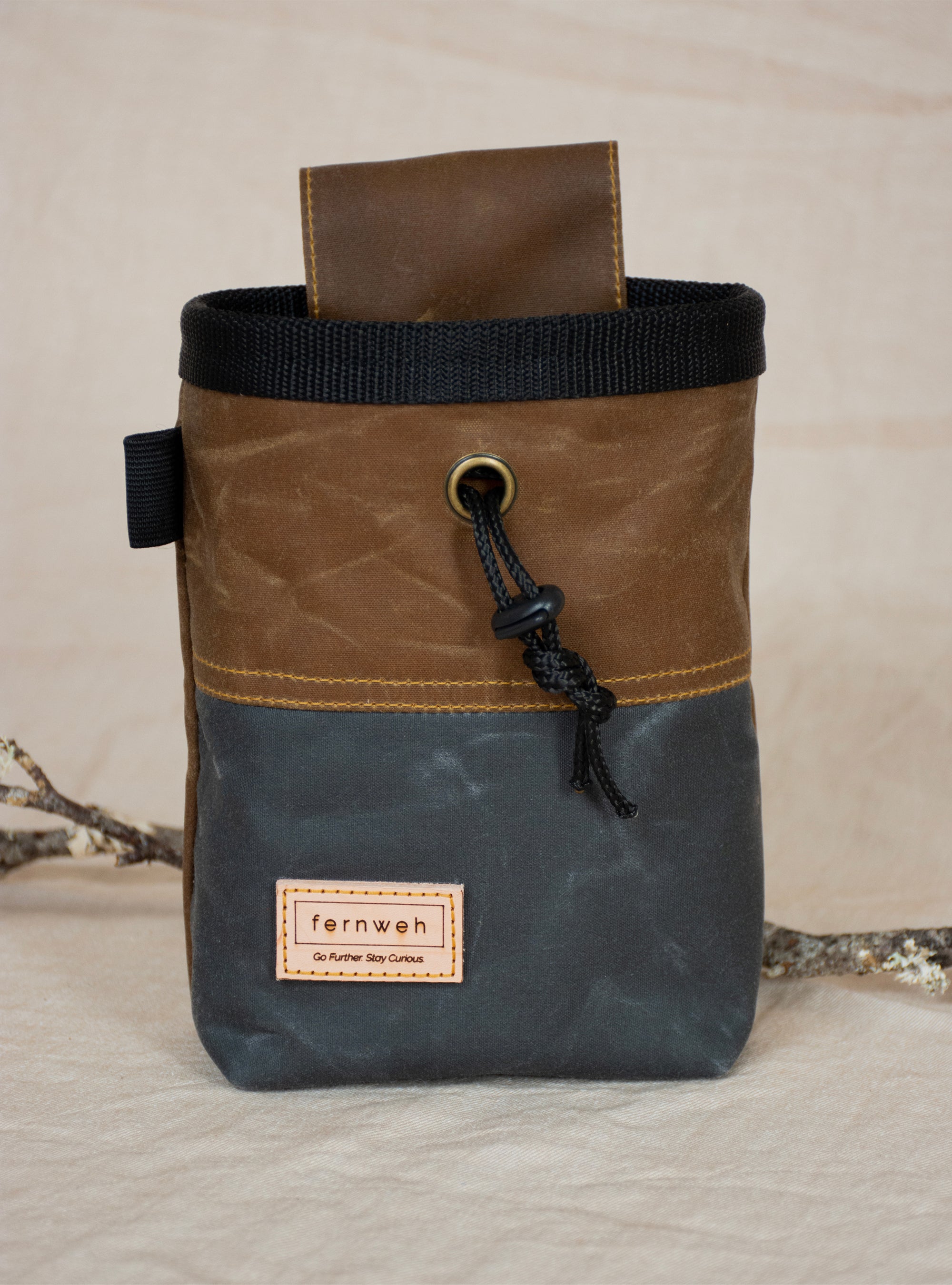 Waxed Cotton Chalk Bag - Double