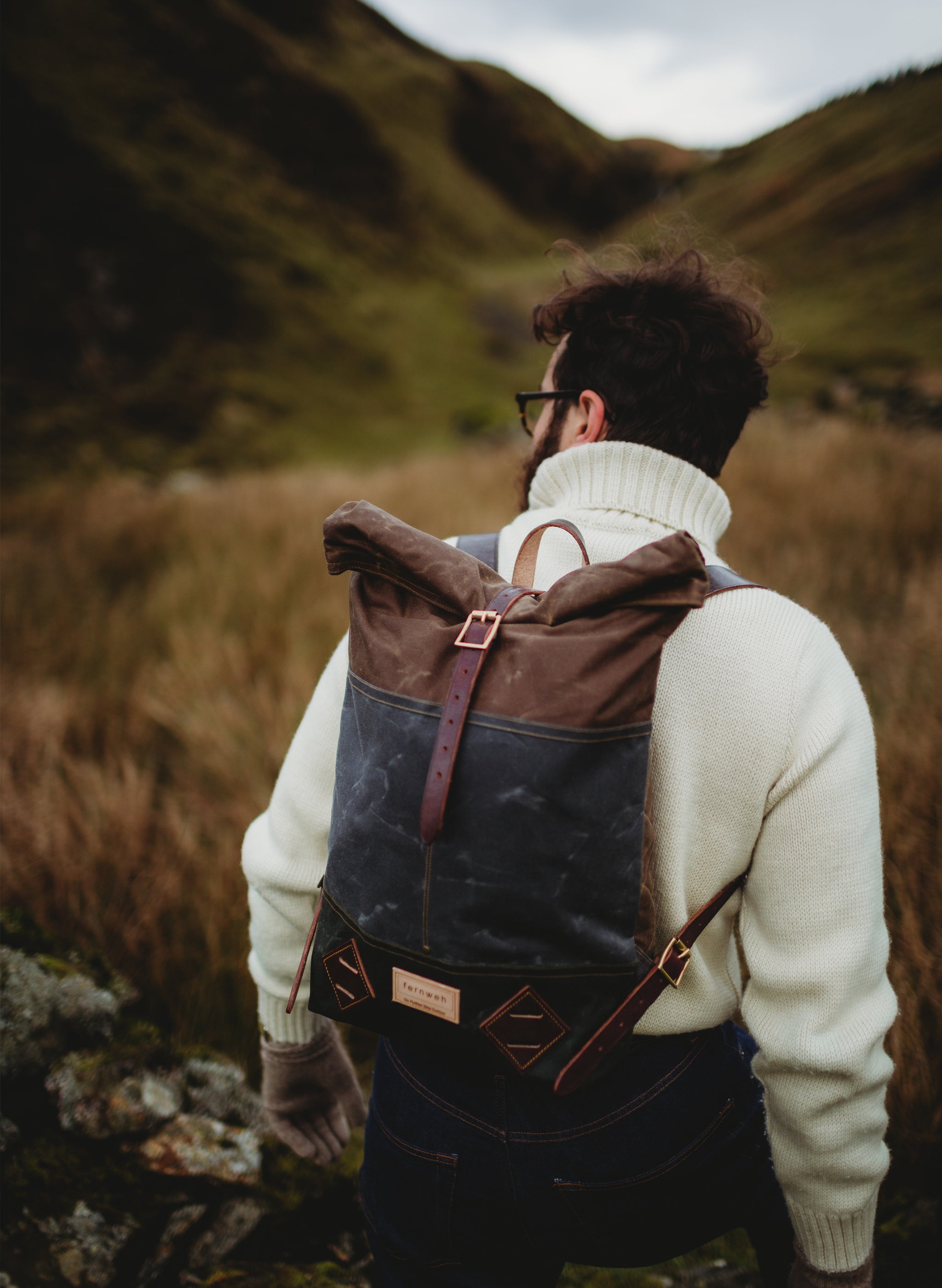 MUICK Waxed Canvas & Leather Rolltop Backpack - Triple