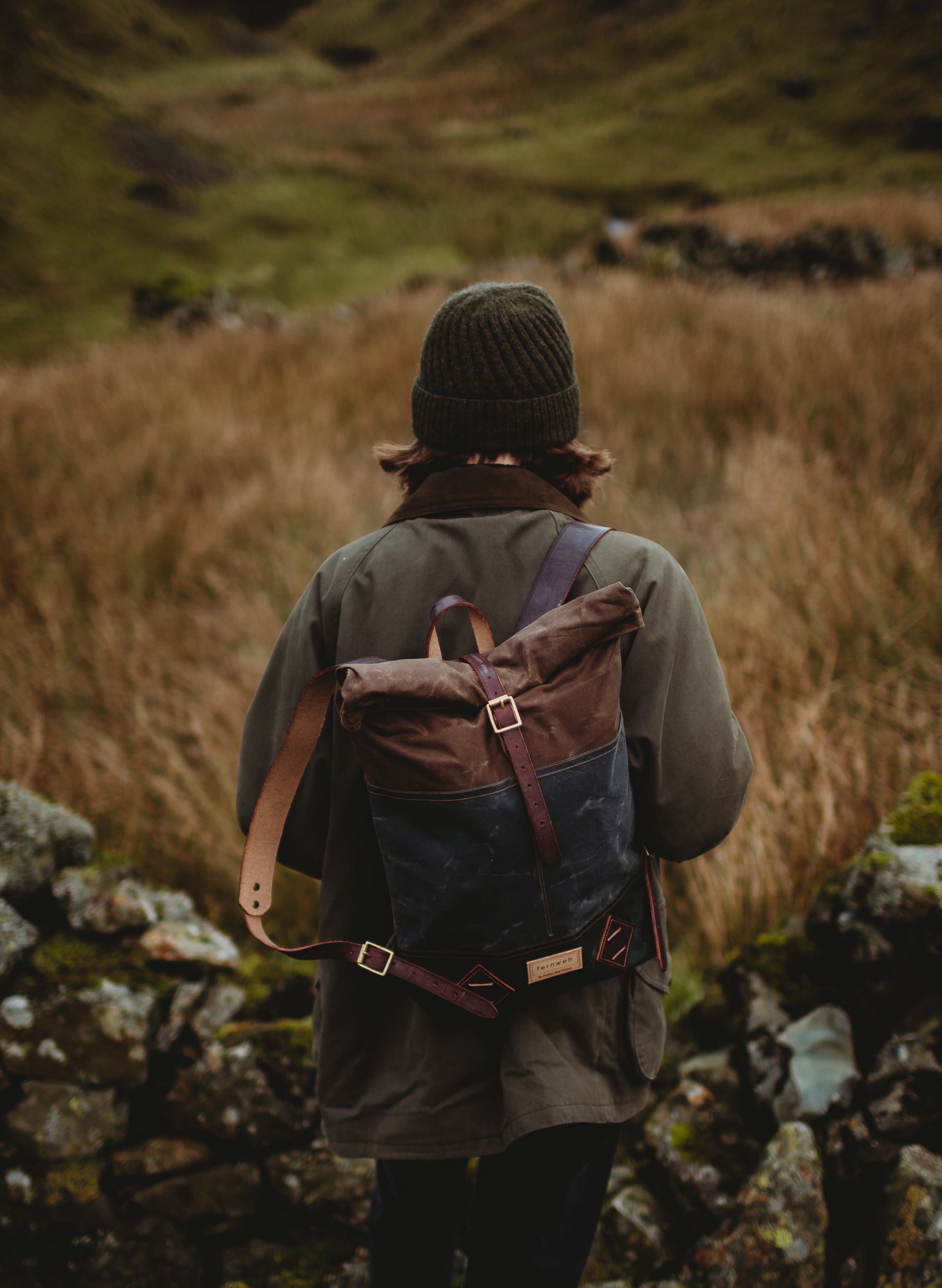 MUICK Waxed Canvas & Leather Rolltop Backpack - Triple