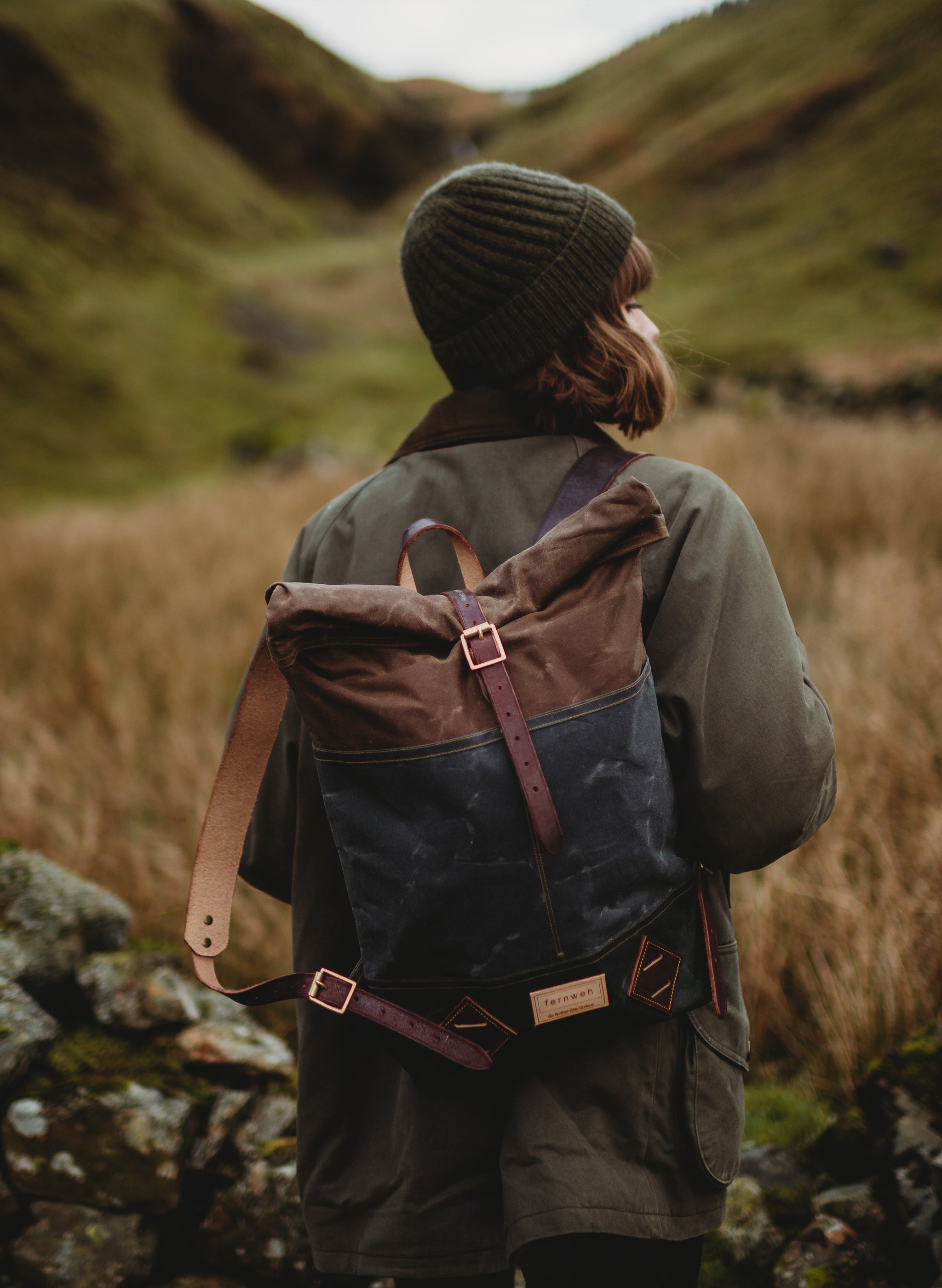 MUICK Waxed Canvas & Leather Rolltop Backpack - Triple