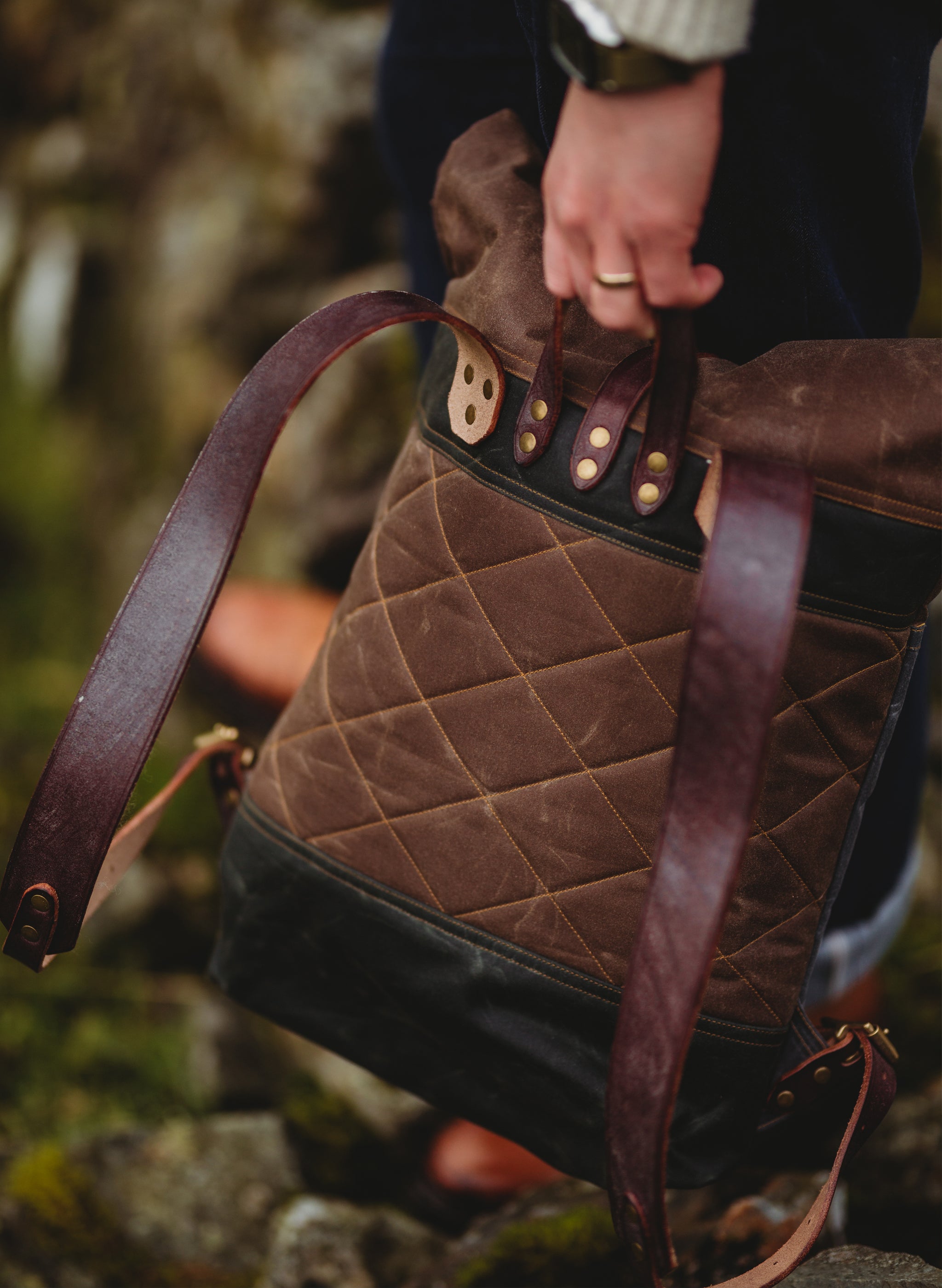 MUICK Waxed Canvas & Leather Rolltop Backpack - Triple