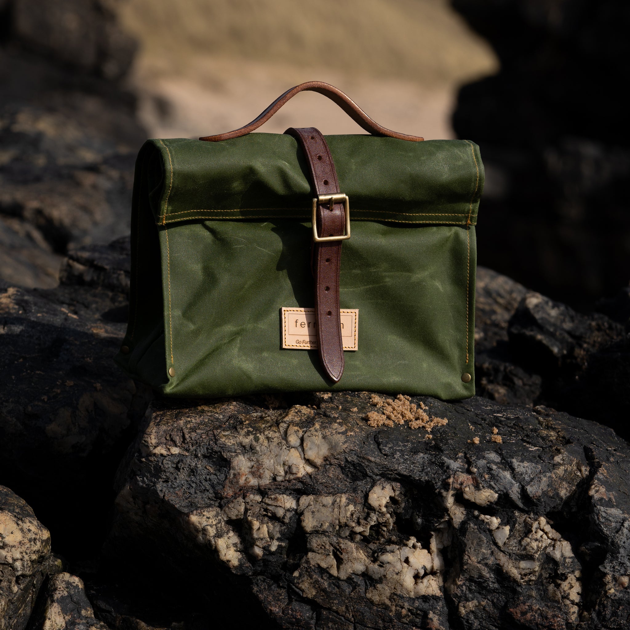 "MHOR" Waxed Cotton Lunch Bag - Block Colour