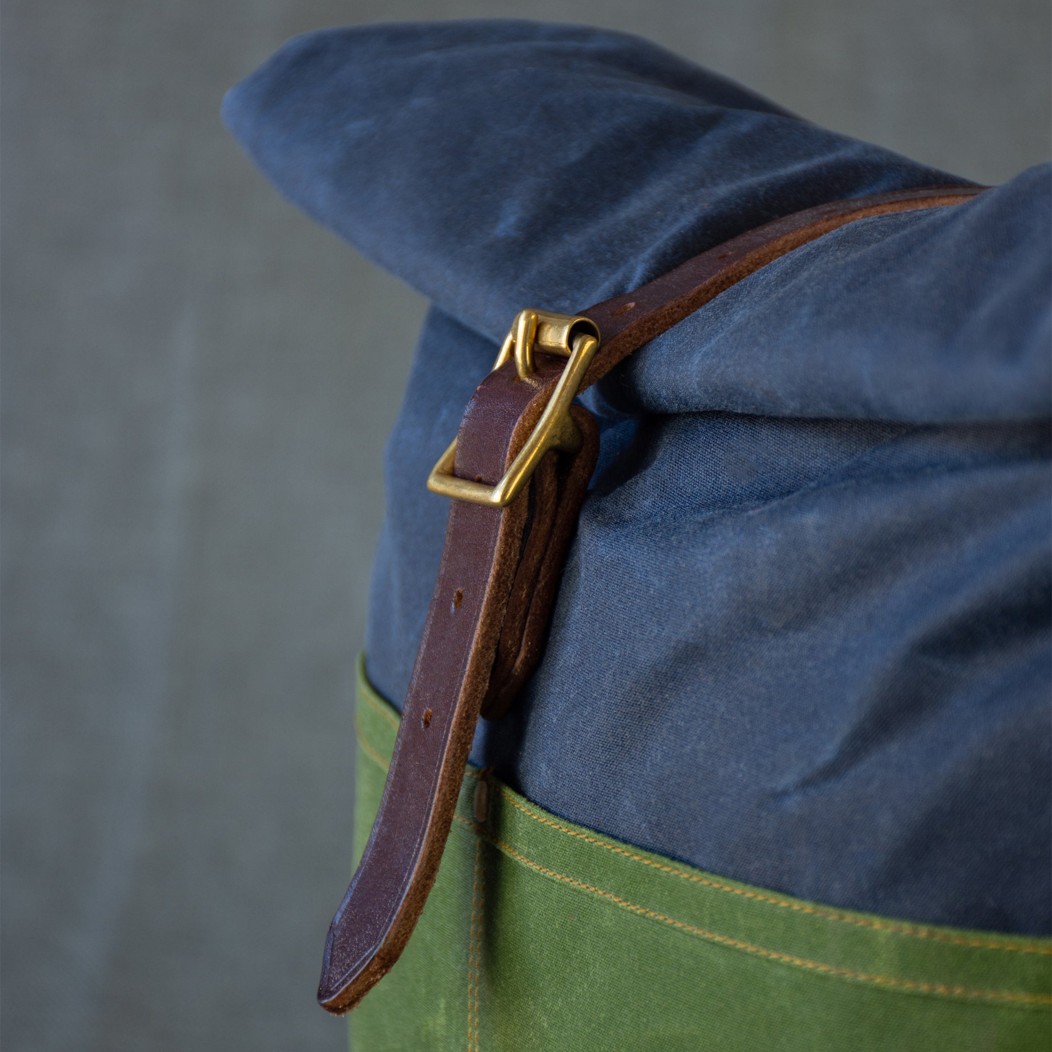 MUICK Waxed Canvas & Leather Rolltop Backpack - STORM/MOSS/SCREE