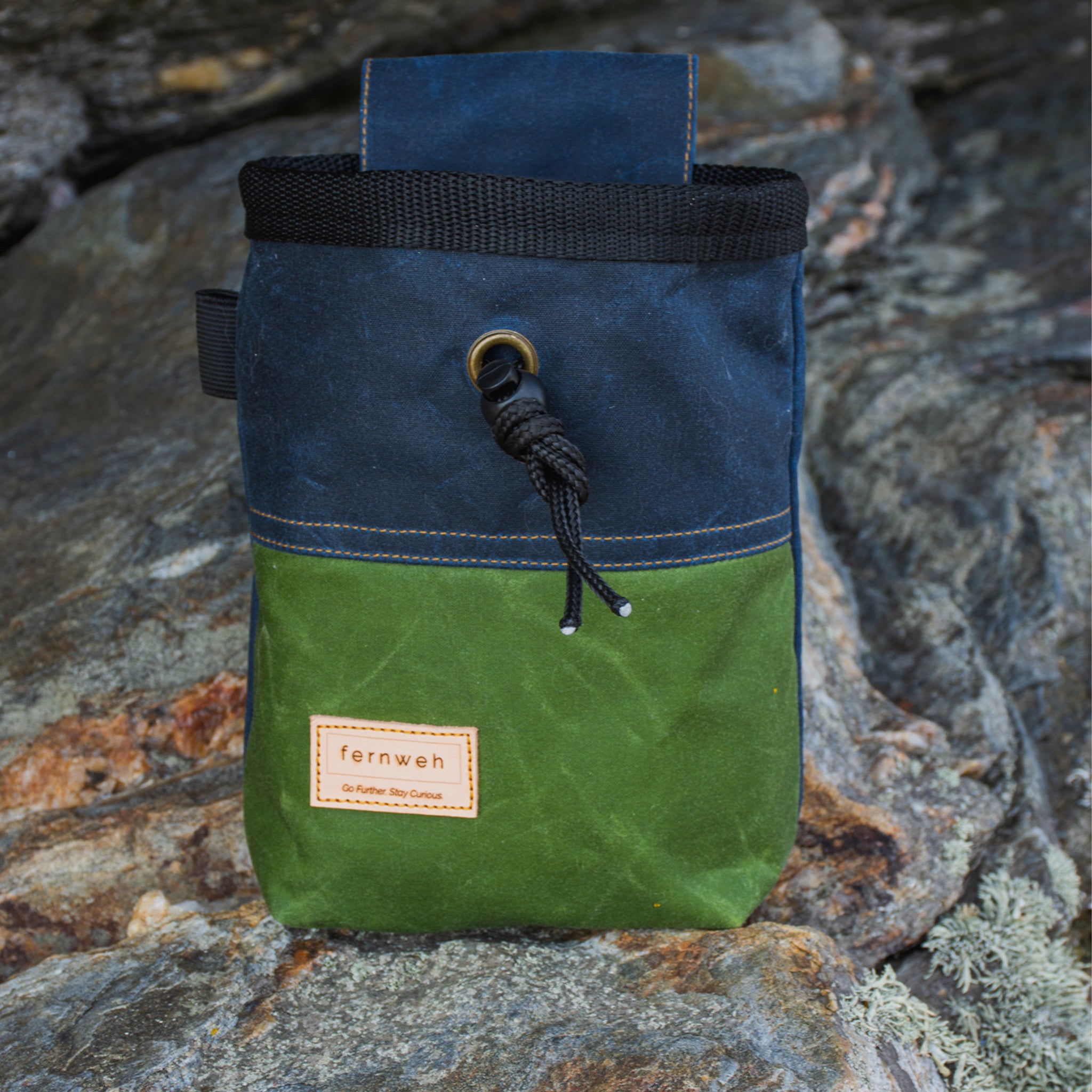 Waxed Cotton Chalk Bag - Double